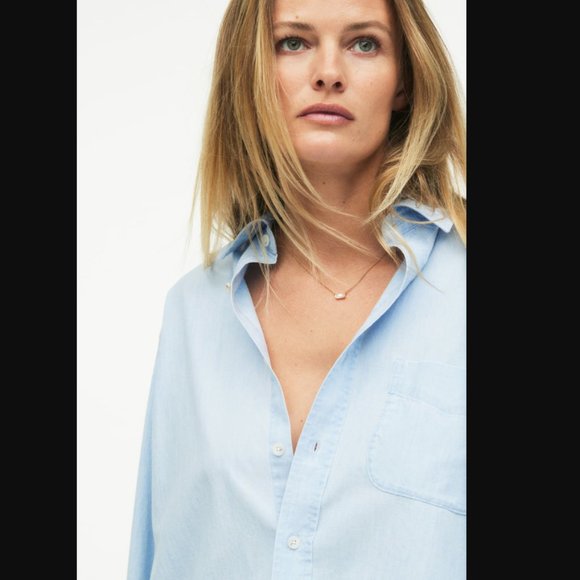 ZARA NEW WOMAN OVERSIZE DENIM SHIRT LIMITED EDITION LIGHT BLUE 5216/266 Size M - Picture 5 of 9
